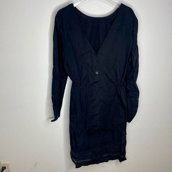 Vetta Capsule Black The Long Sleeve Lace Dress Reversible V-neck Scoop M Medium - Picture 4 of 9